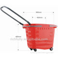 50L Big Stronger Retail Rolling Plastic Shopping Basket with wheels
